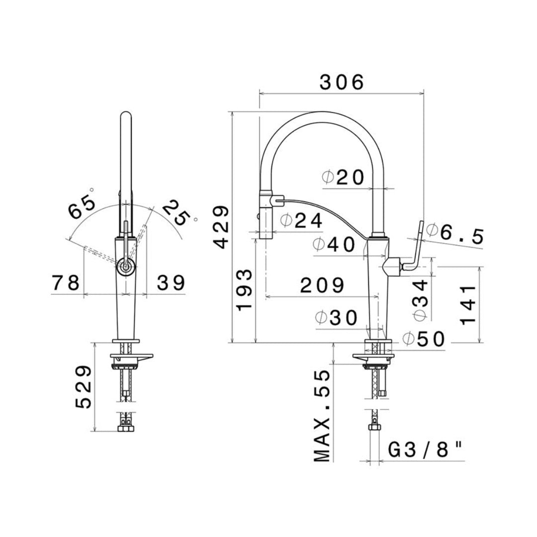 Parisi O’Rama Kitchen Mixer with Detachable Dual Spray - Chrome & Black - 68735Q.05.093