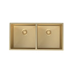 Parisi Quadro Double Bowl Sink 865mm - Brushed Brass - PK8644.46