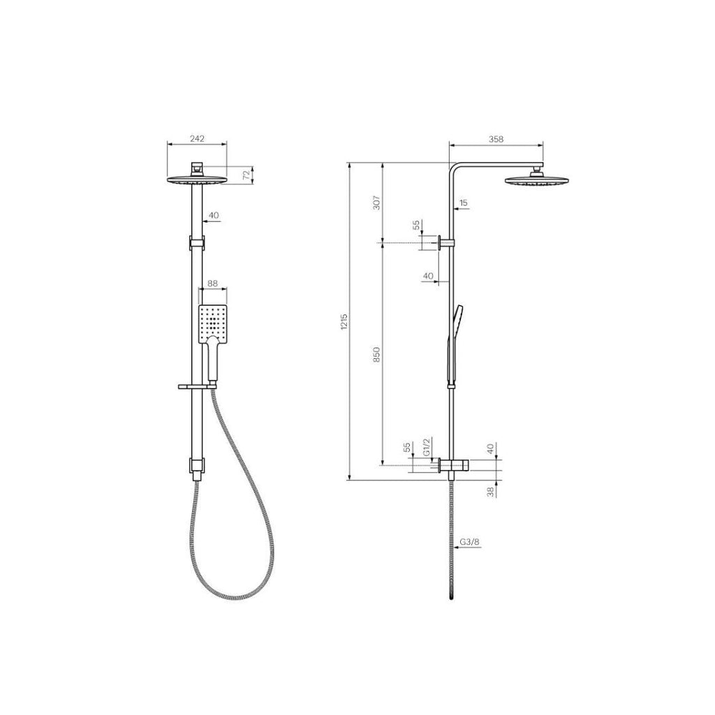 Parisi Quasar II Shower Column with Sliding Rail - Brushed Brass - Q2.08-D2W.46