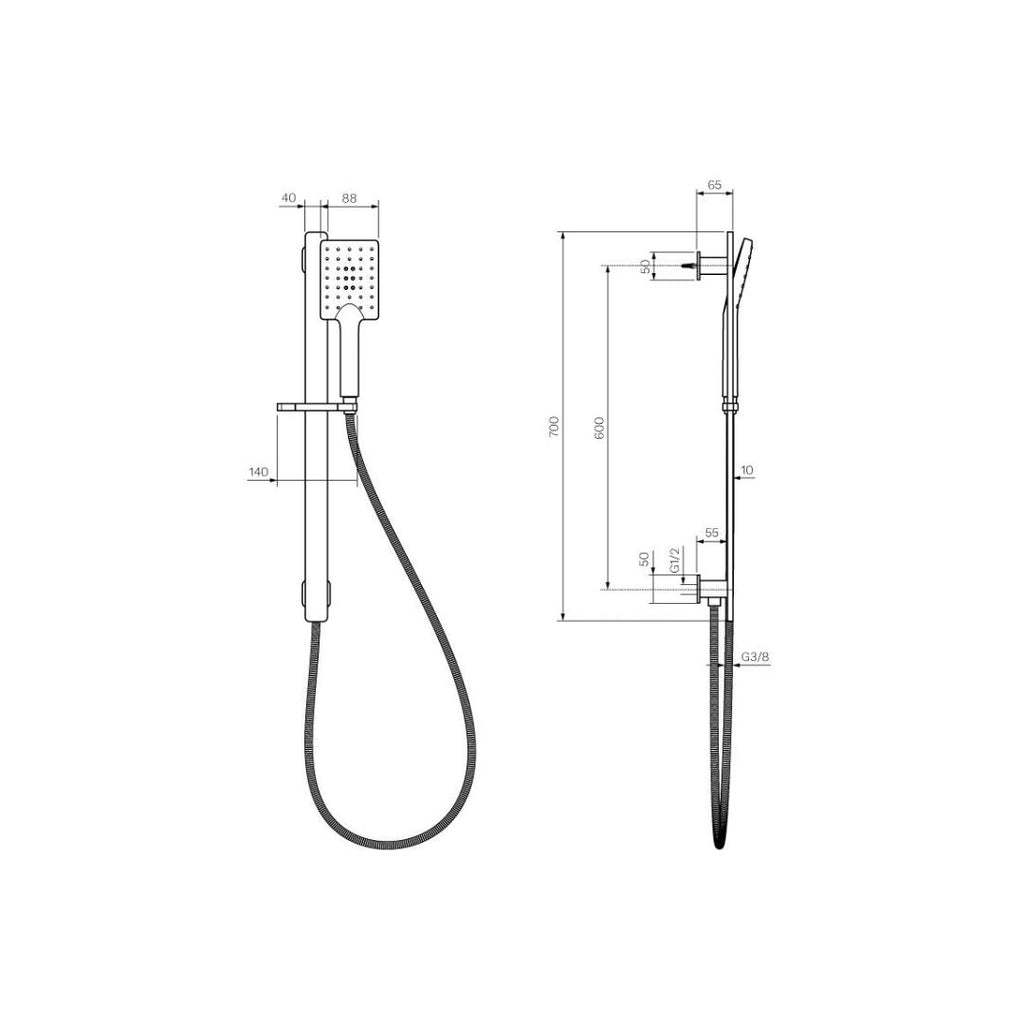 Parisi Quasar II Sliding Rail with Hand Shower - Chrome - Q2.SR