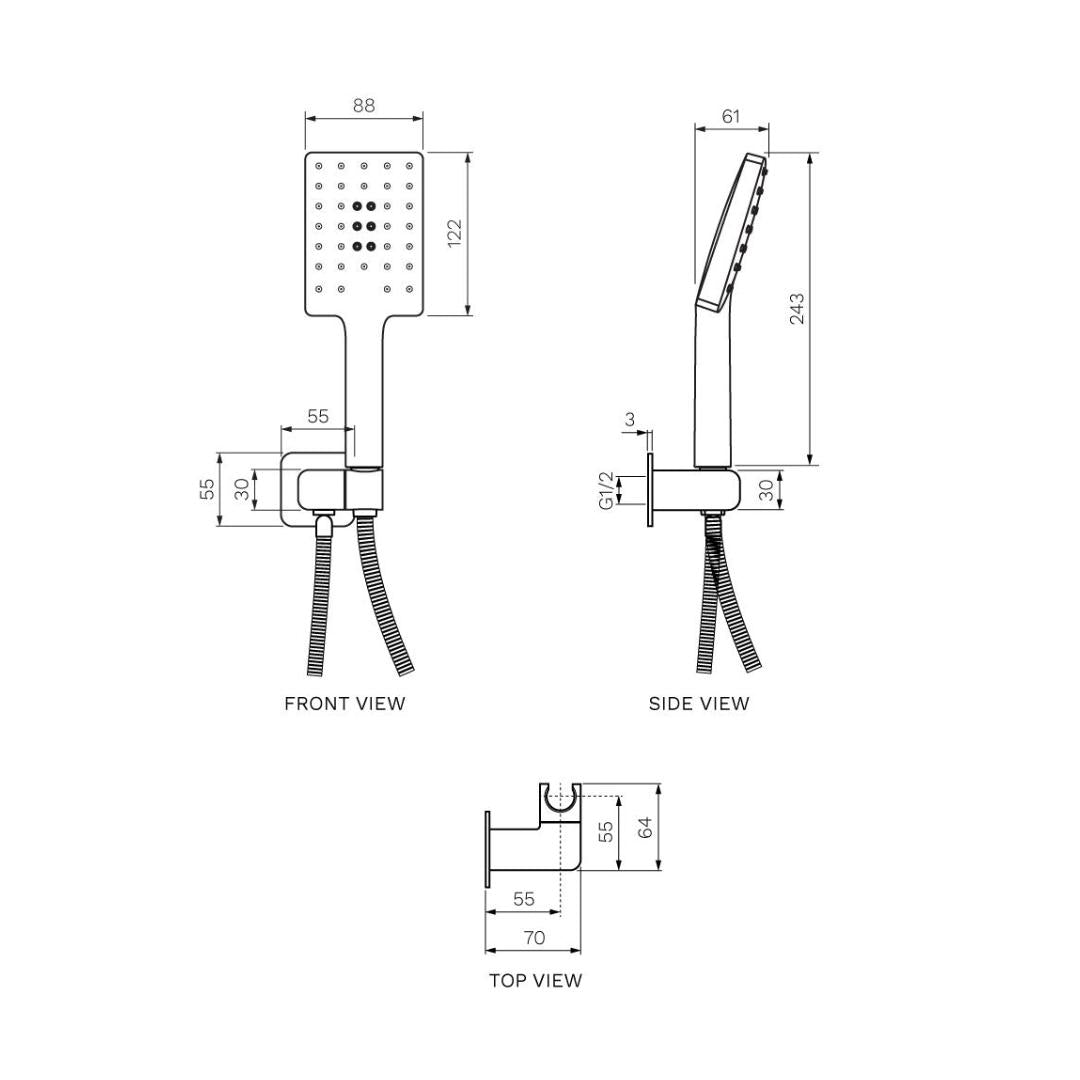 Parisi Quasar II Wall Swivel Bracket with Hand Shower - Brushed Nickel - Q2.WB.41