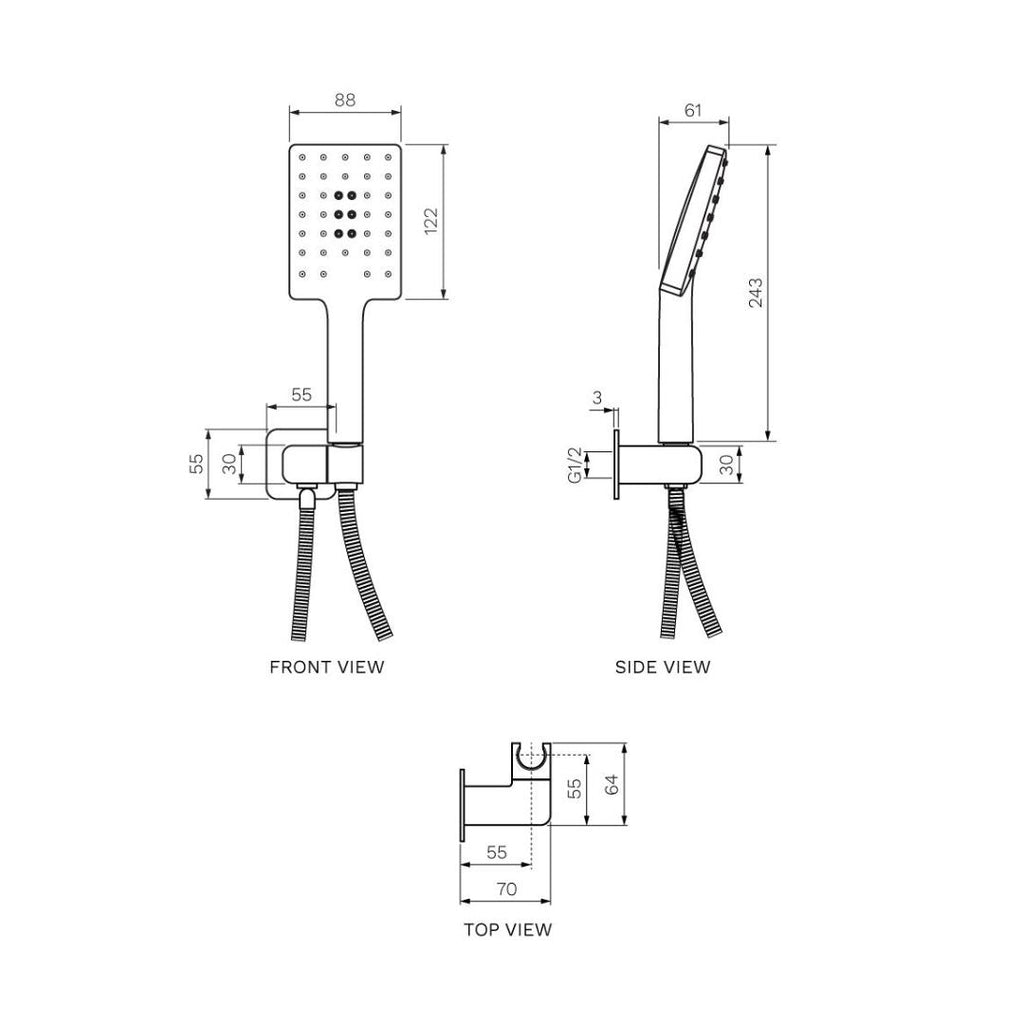 Parisi Quasar II Wall Swivel Bracket with Hand Shower - Fucile - Q2.WB.50