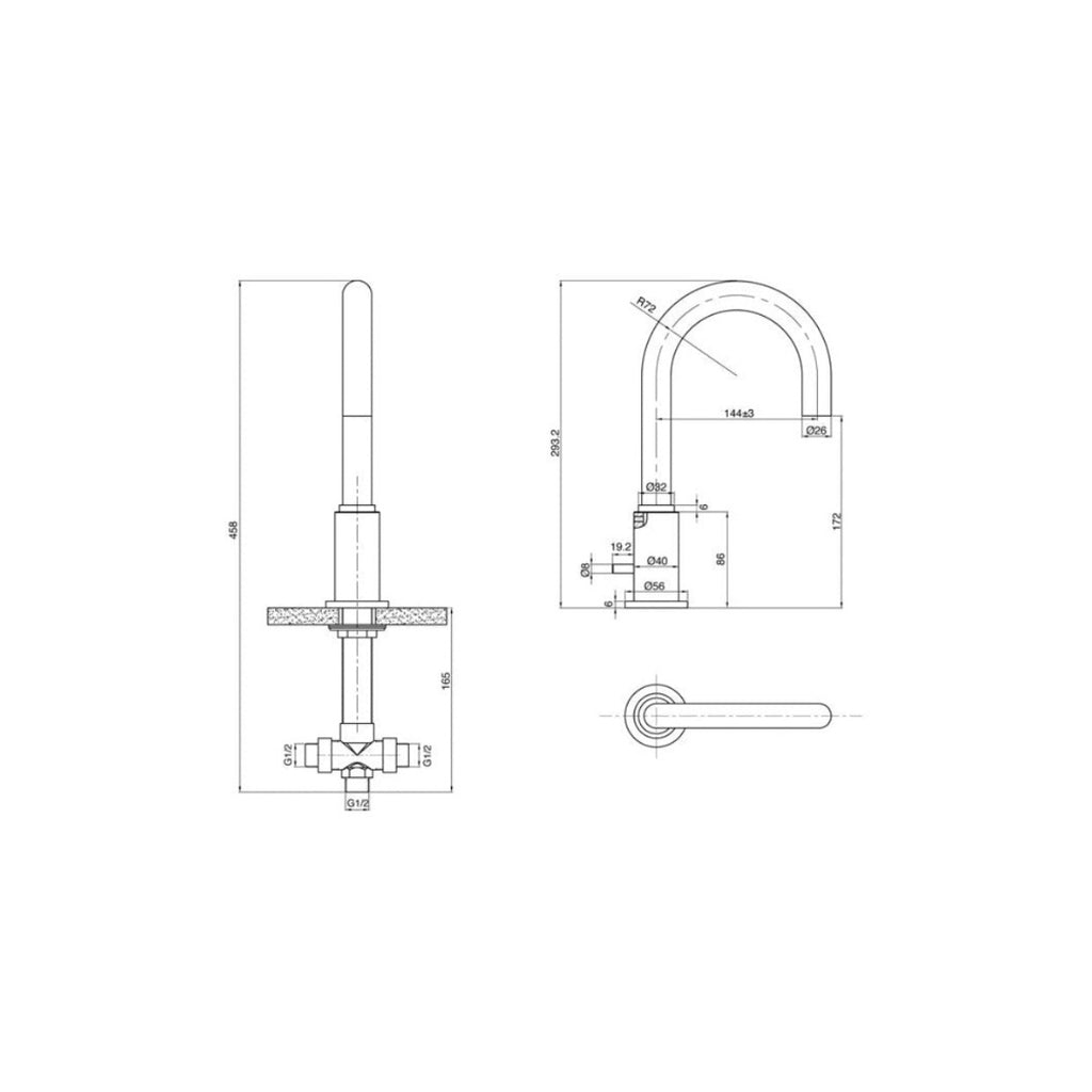 Parisi Stella Swivel Spout & Diverter 150mm - Chrome - SR.03HSD