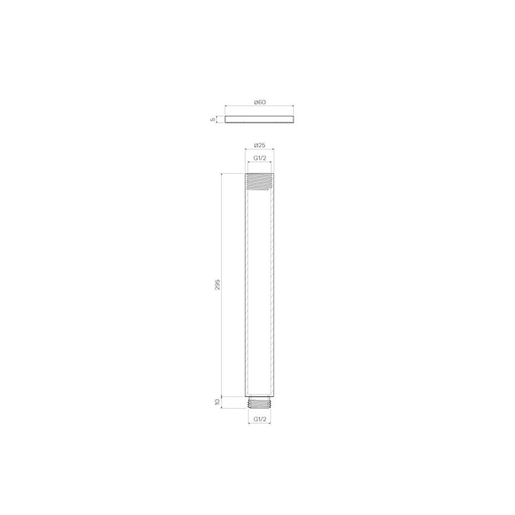 Parisi Tondo Ceiling Shower Arm 300mm - Brushed Nickel - TO.SA.1C300.41