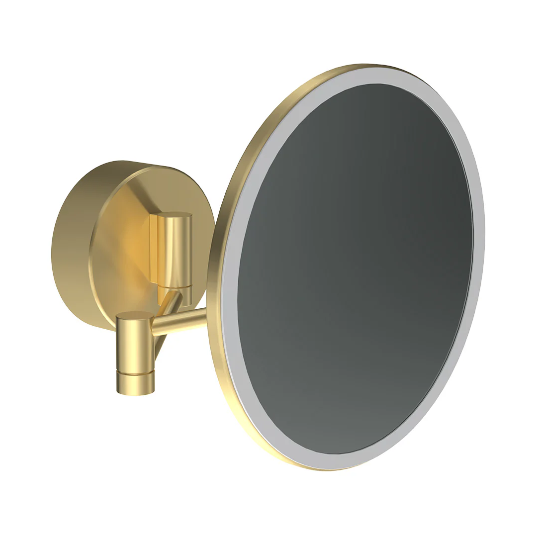 Parisi Tondo Round Magnifying Mirror with Light - Brushed Brass - NE185.46