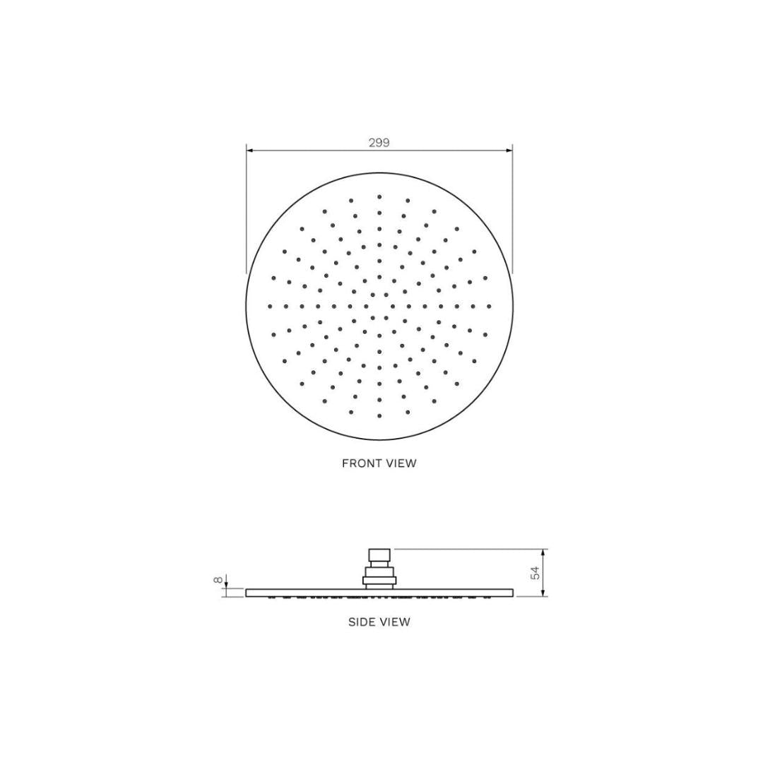 Parisi Tondo Round Shower Head 300mm (ABS) - Matte Black - TO.SH.A300.02