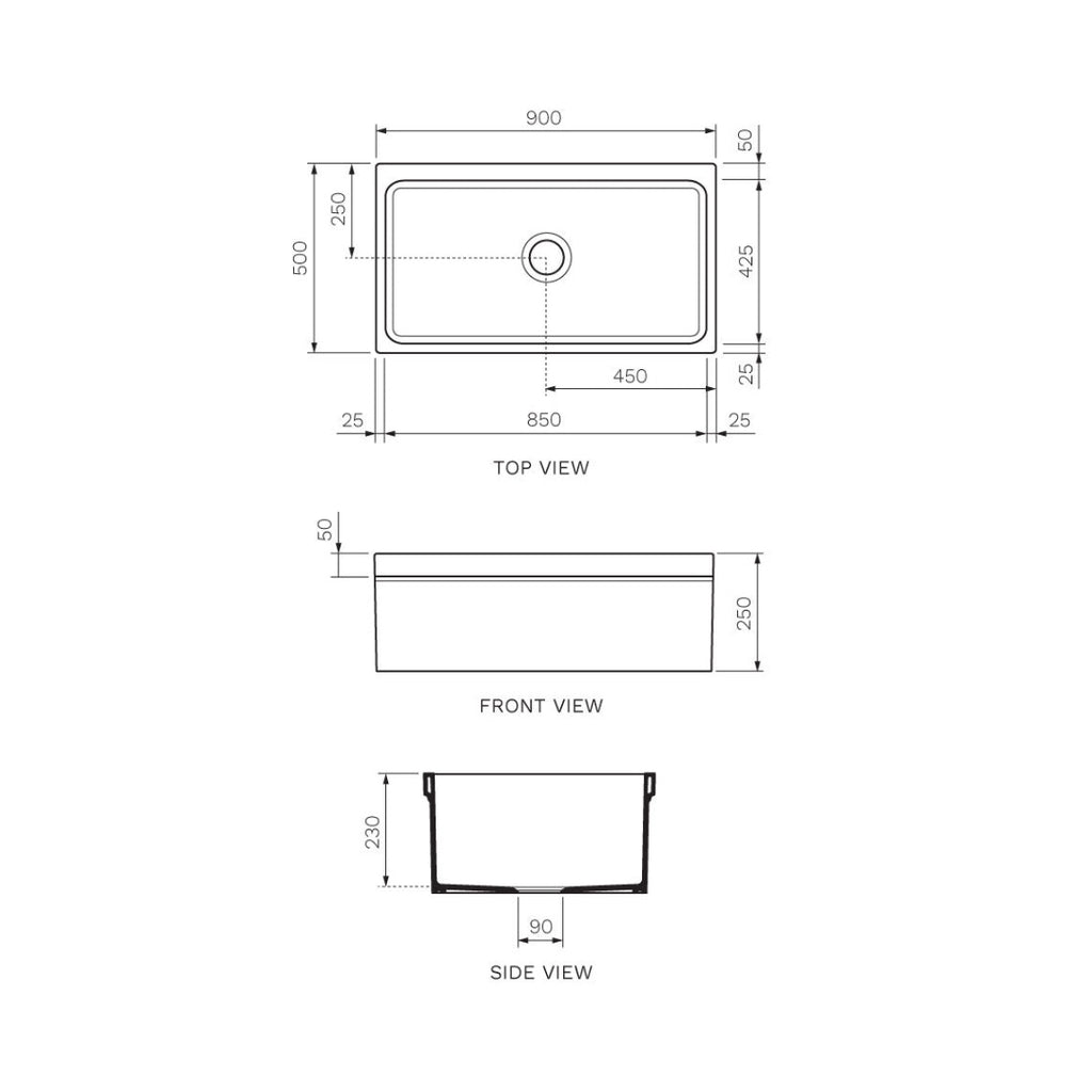 Parisi Veneto Single Bowl Sink 900mm - Deep Blue Black - SMQ536.13