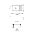 Parisi Veneto Single Bowl Sink 900mm with Drain Shelf - SMQ540
