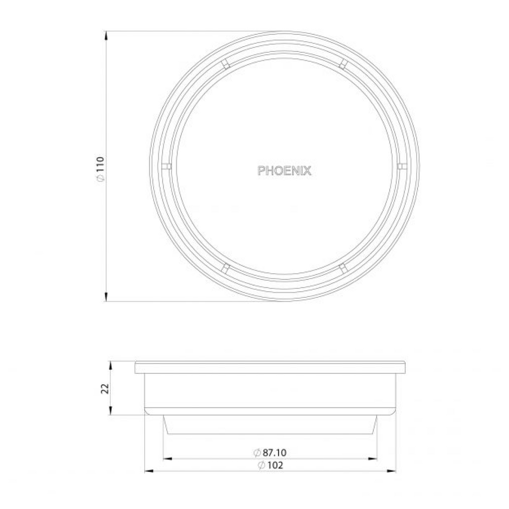 Phoenix Point Round 100mm Drain w/90mm Outlet - 316 Stainless Steel - 204-4005-51
