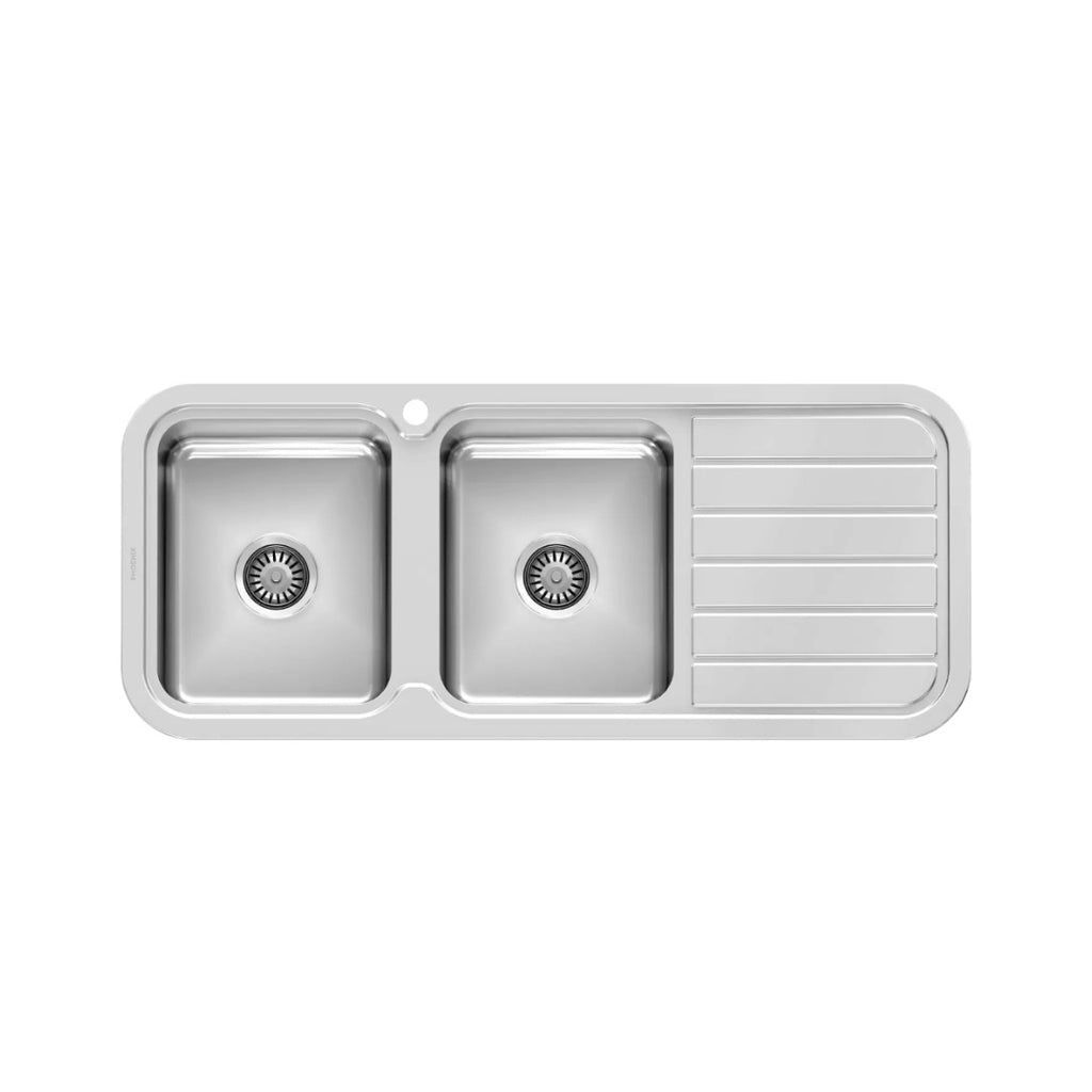 Phoenix 1000 Series Double Left Hand Bowl Sink 1TH - Stainless Steel - 300-2111-50