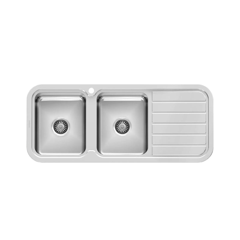 Phoenix 1000 Series Double Left Hand Bowl Sink 1TH - Stainless Steel