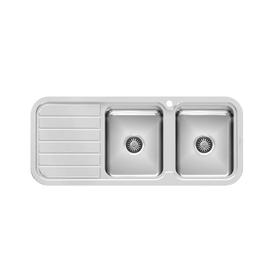 Phoenix 1000 Series Double Right Hand Bowl Sink & Drainer 1TH - 300-2211-50