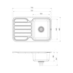 Phoenix 1000 Series Sink & Drainer - Stainless Steel - 300-1301-50