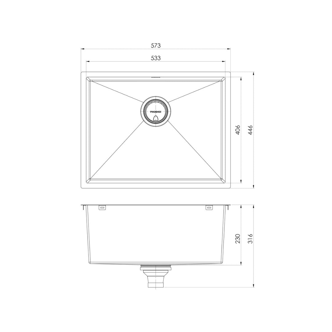 Phoenix 4000 Series Large Single Bowl Sink - Stainless Steel - 310-1002-51