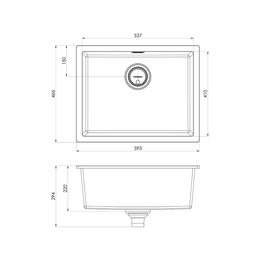 Phoenix 5000 Series Large Single Bowl Sink - Matte White - 312-1002-80