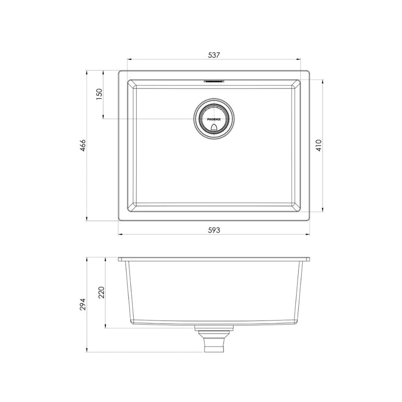 Phoenix 5000 Series Large Single Bowl Sink - Matte White