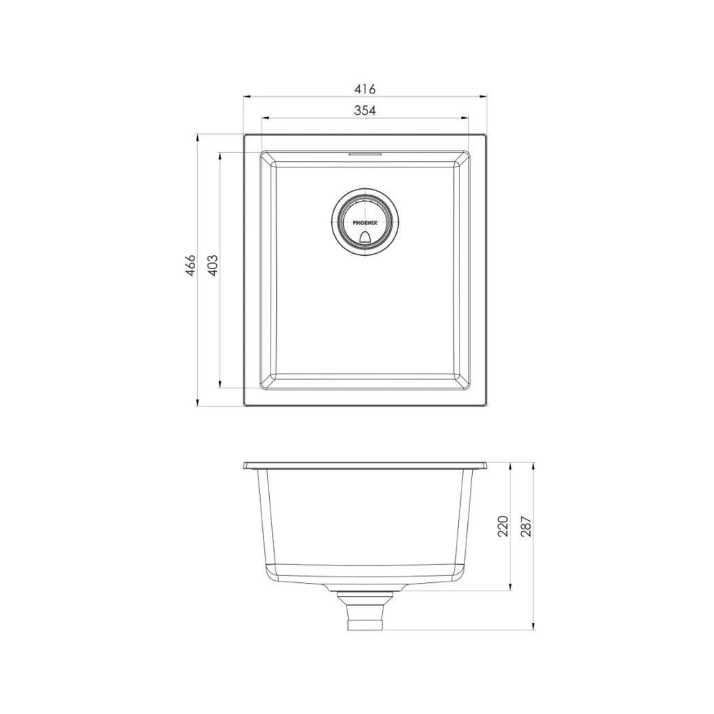 Phoenix 5000 Series Single Bowl Sink - Matte Black - 312-0002-10