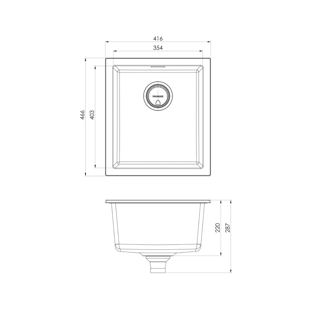 Phoenix 5000 Series Single Bowl Sink - Matte Black - 312-0002-10