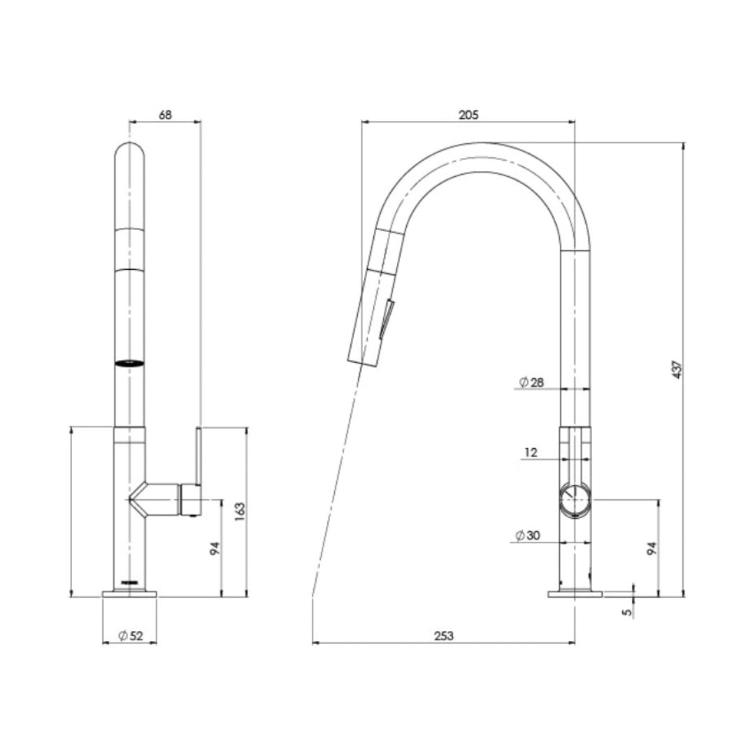 Phoenix Lexi MKII Pull Out Sink Mixer - LF Chrome - 123-7105-00-1