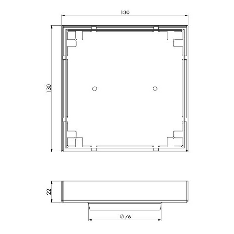 Phoenix Point 130mm Tile Insert Drain w/76mm Outlet - Matte Black 316 Stainless Steel