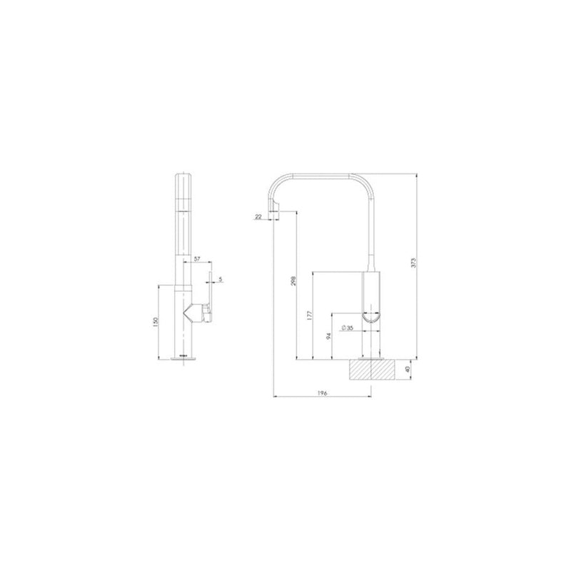 Phoenix Teel Sink Mixer 200mm Squareline - Brushed Nickel
