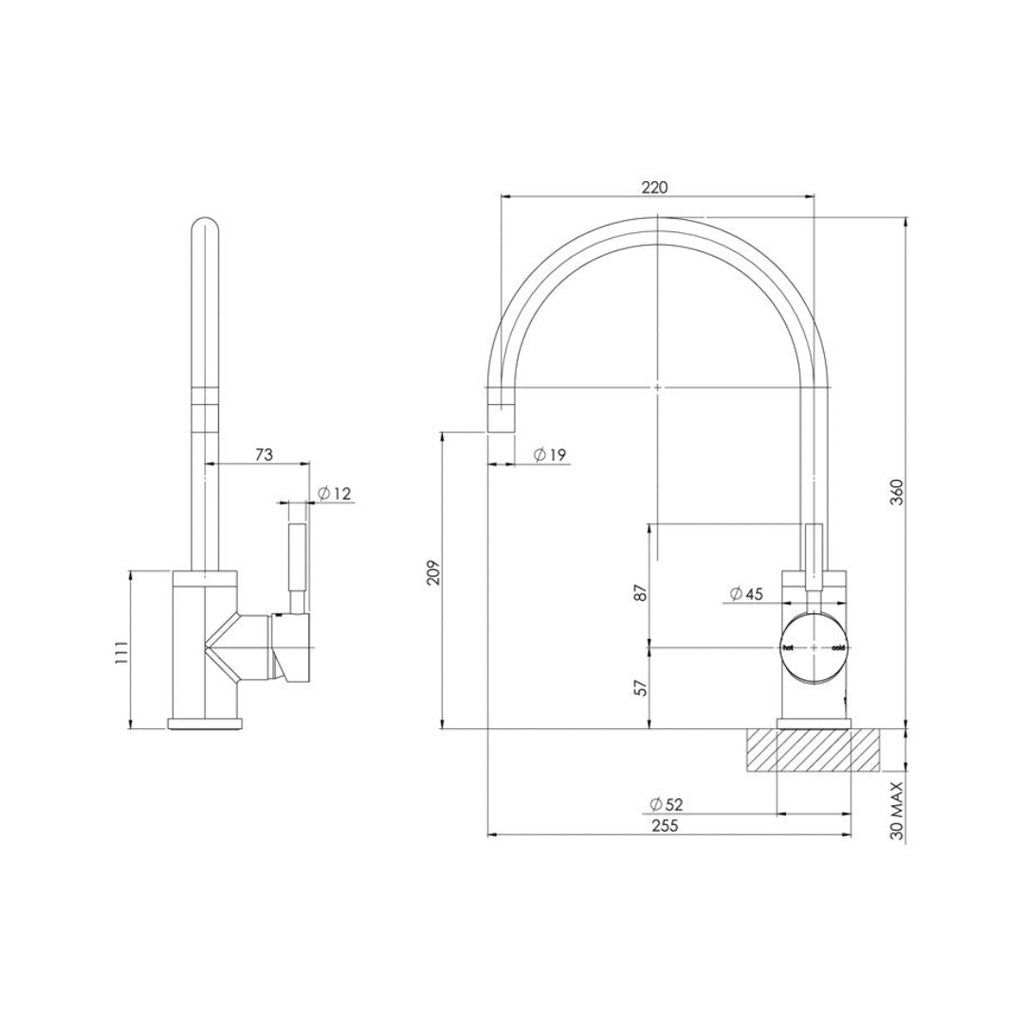 Phoenix Vivid Sink Mixer 220mm Gooseneck - Chrome - Vl733 CHR