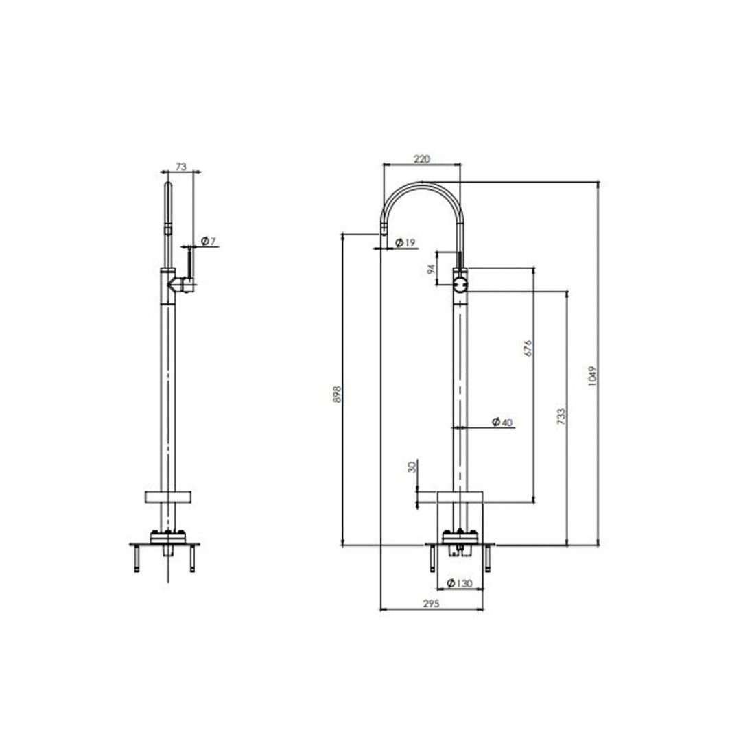 Phoenix Vivid Slimline Floor Mounted Bath Mixer | Brushed Nickel - VS745 BN