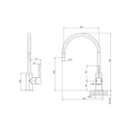 Phoenix Vivid Slimline Gooseneck 220mm Sink Mixer - Matte Black - VS733 MB