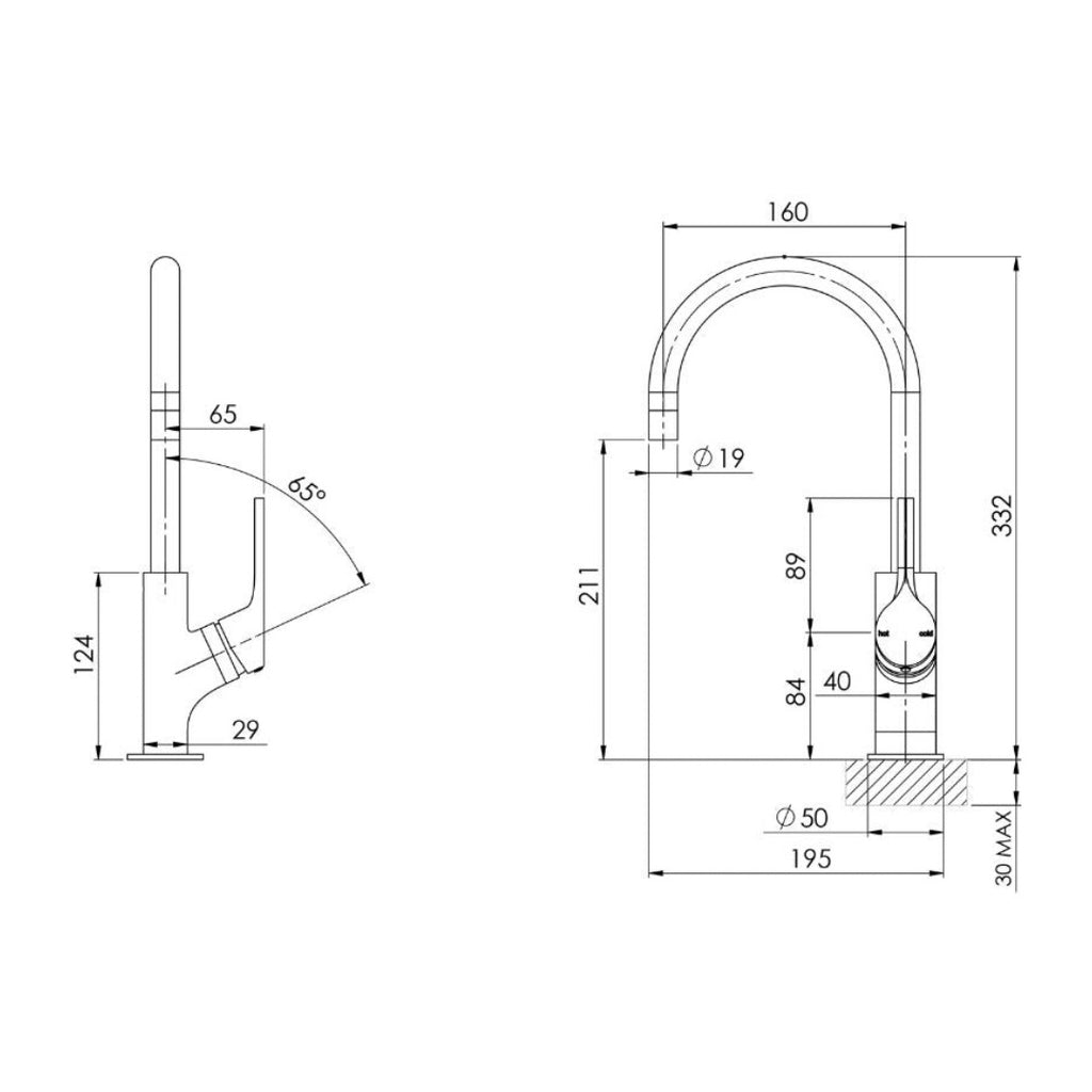Phoenix Vivid Slimline Oval Sink Mixer 160mm Gooseneck - Chrome - VV735 CHR