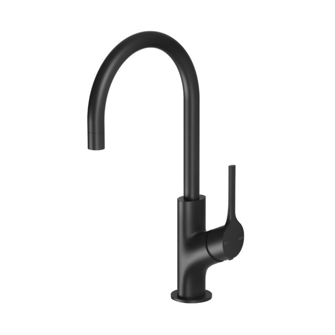 Phoenix Vivid Slimline Oval Sink Mixer 160mm Gooseneck - Matte Black - VV735 MB
