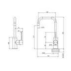 Phoenix Vivid Slimline Squareline Sink Mixer 160mm - Chrome - VS732 CHR