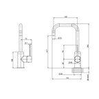 Phoenix Vivid Slimline Squareline Sink Mixer 160mm - Matte Black - VS732 MB