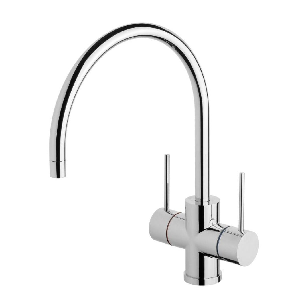 Phoenix Vivid Slimline Twin Handle Sink Mixer 220mm Gooseneck - Chrome - VS712 CHR
