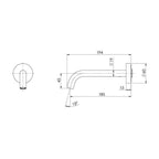 Phoenix Vivid Slimline Wall Basin-Bath Spout 180mm - Matte Black - 119-0810-10