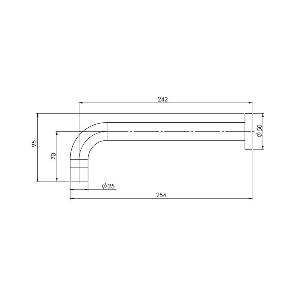 Phoenix Vivid Wall Bath Spout 250mm Curved - Chrome - V253 CHR