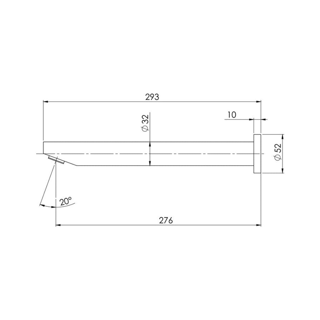 Phoenix Vivid Wall Bath Spout 32 x 300MM Angled - V817 CHR