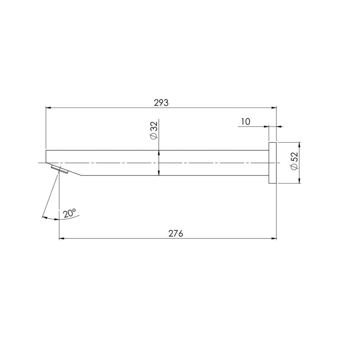 Phoenix Vivid Wall Bath Spout 32 x 300MM Angled - V817 CHR