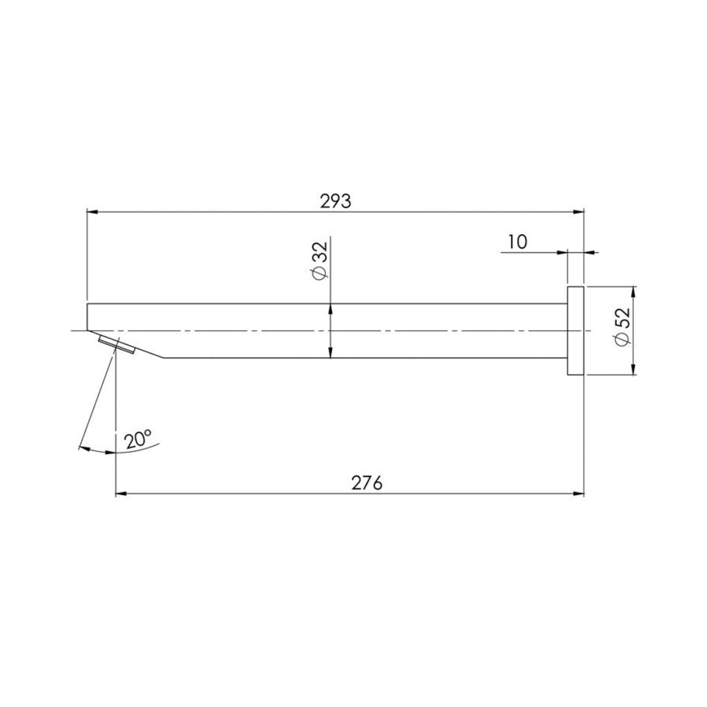 Phoenix Vivid Wall Bath Spout 32 x 300mm Angled - Brushed Nickel - V817 BN