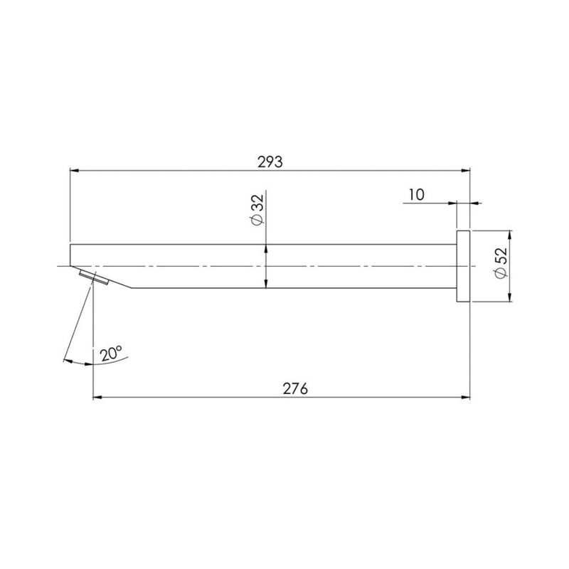 Phoenix Vivid Wall Bath Spout 32 x 300mm Angled - Gunmetal