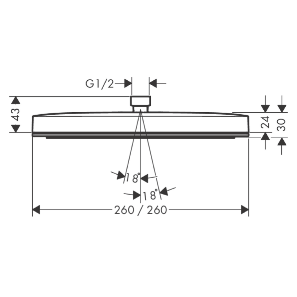 Hansgrohe Pulsify E Overhead Shower 260 1Jet EcoSmart - Chrome - 24331000
