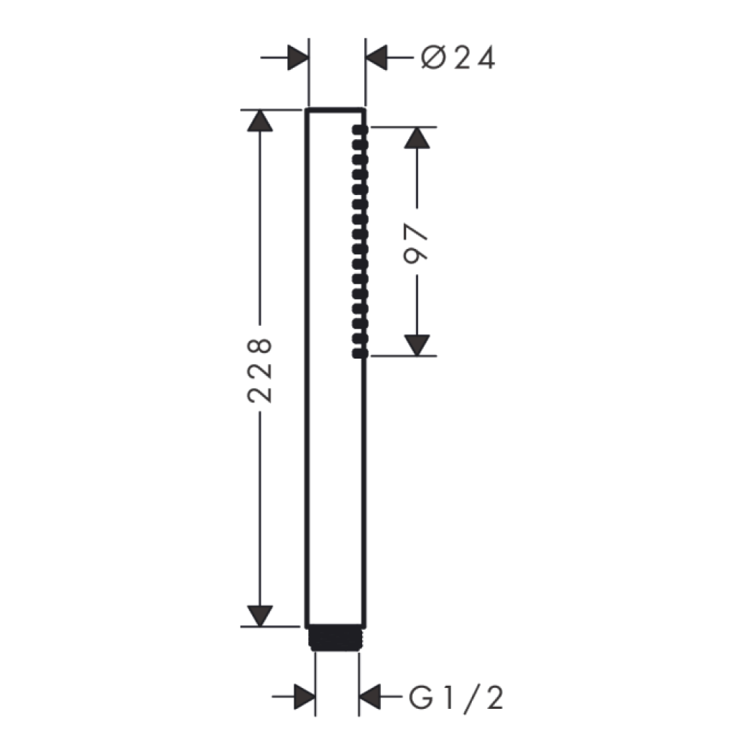 Hansgrohe Pulsify S Baton Hand Shower 100 1Jet EcoSmart - Chrome - 24125000