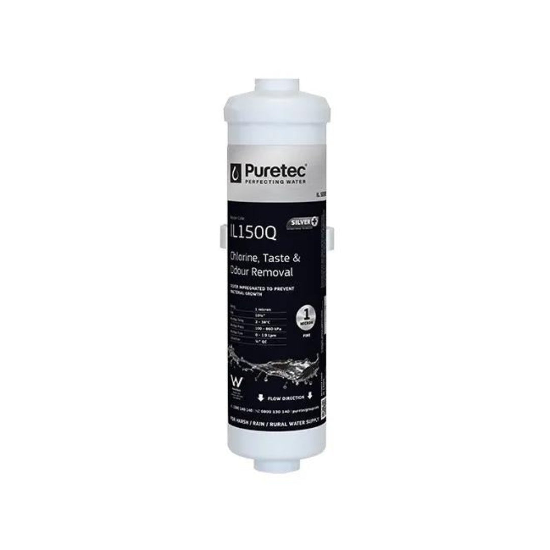 Puretec Genuine IL150Q Silver Inline Fridge Filter Cartridge - 1 Micron