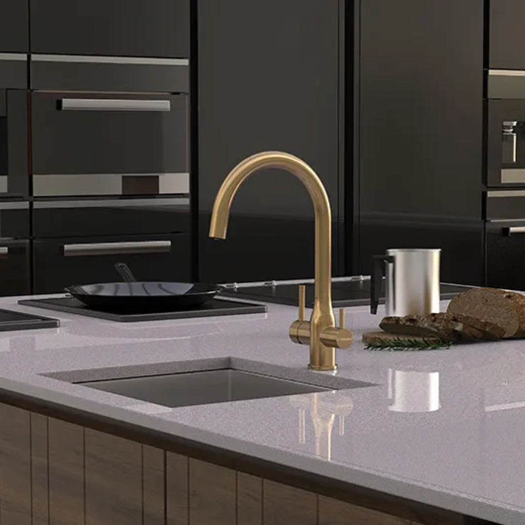 Puretec Z1 Tripla Elite 10 3-Way Mixer Tap With Water Filter Kit - Brushed Gold - Z1-E10-BG