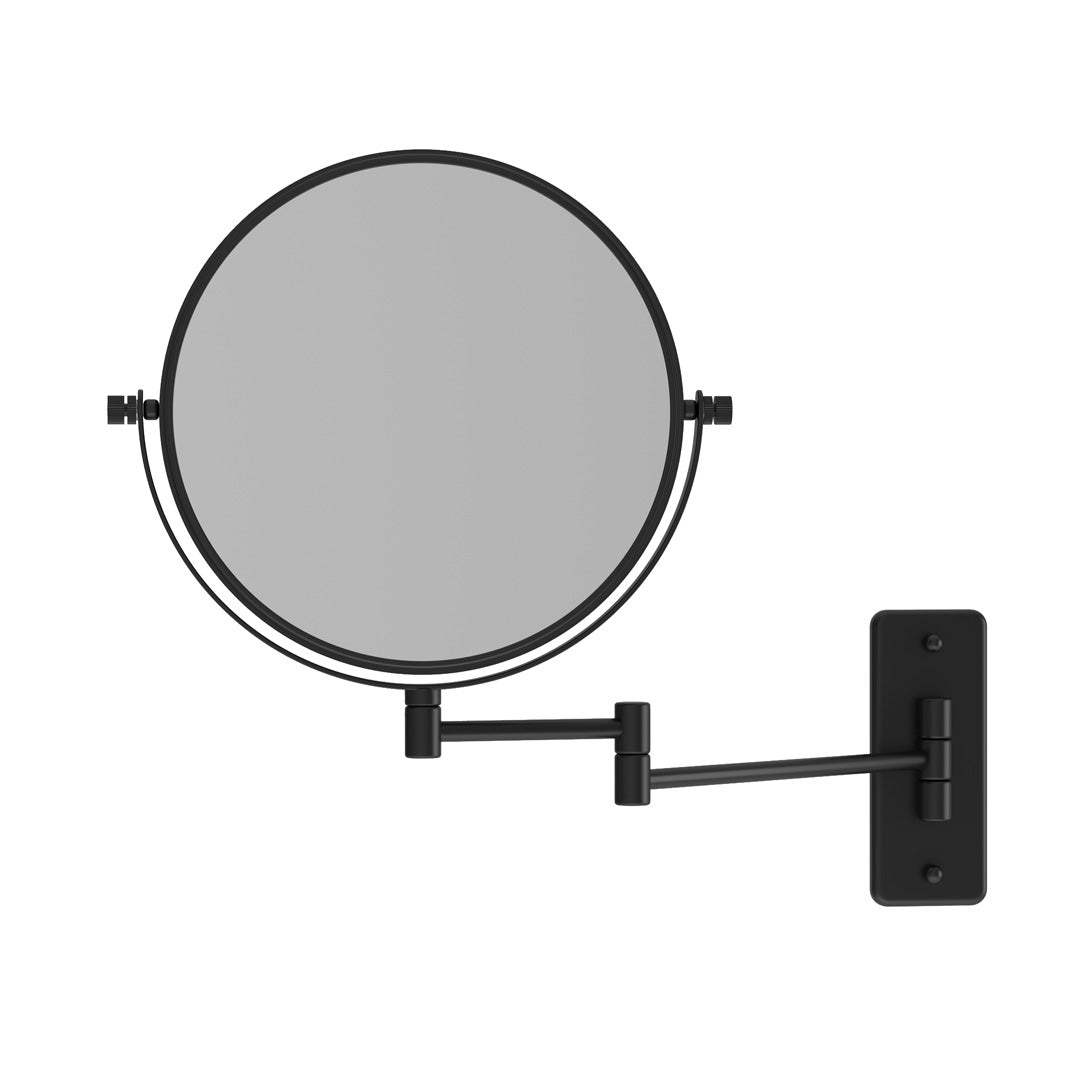 Thermogroup 1 & 5x Magnification Matt Black Wall Mounted Shaving Mirror, 200mm Diameter - R16SMB