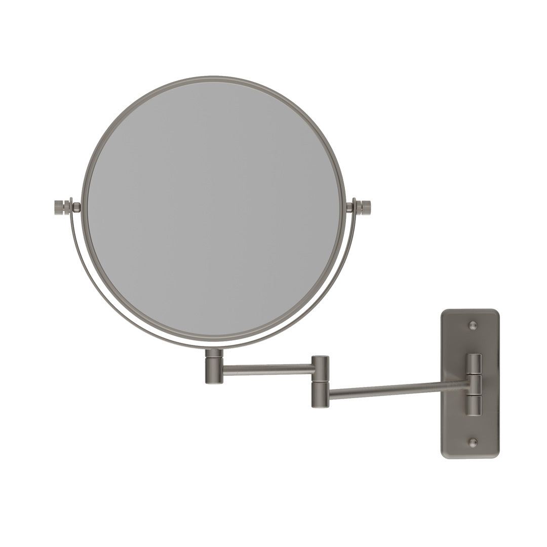 Thermogroup 1 & 5x Magnification Brushed Nickel Wall Mounted Shaving Mirror, 200mm Diameter - R16SMBN