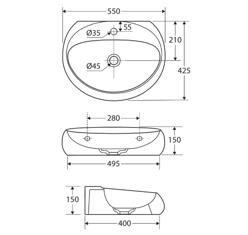 Fienza Rak Cloud Wall Hung Basin - Matte White - 5501500A
