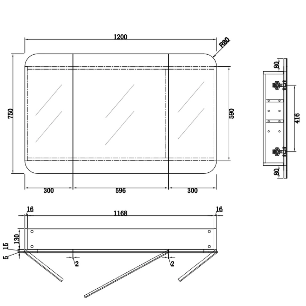 Cassa Design Rec 1200 x 750 Shaving Cabinet - Matte White Interior - REC1275MW