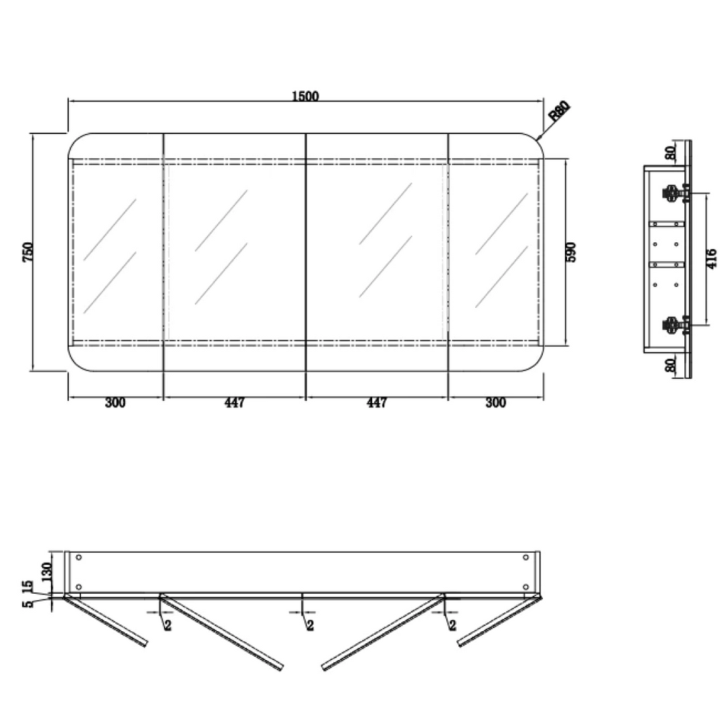 Cassa Design Rec 1500 x 750 Shaving Cabinet - Matte White Interior - REC1575MW