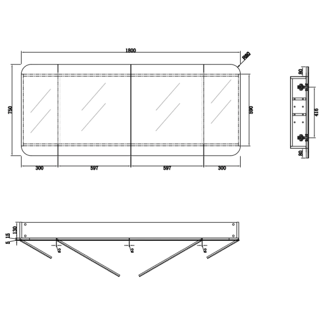 Cassa Design Rec 1800 x 750 Shaving Cabinet - Matte White Interior - REC1875MW
