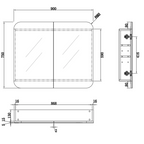 Cassa Design Rec 900 x 750 Shaving Cabinet - Matte White Interior - REC9075MW